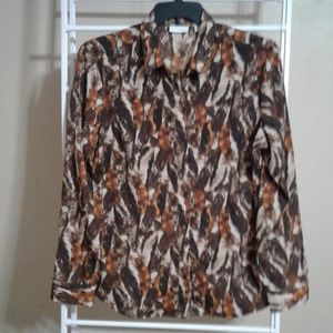 New York & Co Feather Print Button Down Size XL